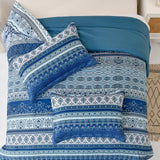 Quilts & Duvets: Boho Vibes blue Bedding Set  3‑Piece Comforter & Pillow Covers