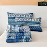 Quilts & Duvets: Boho Vibes blue Bedding Set  3‑Piece Comforter & Pillow Covers