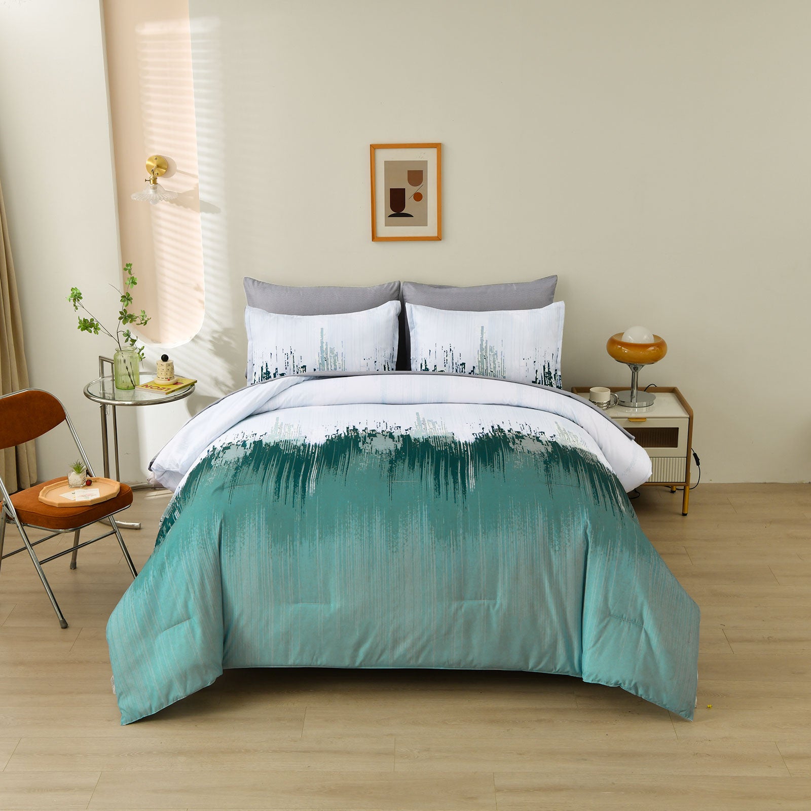 Quilts & Duvets: Floral Stripes Comforter Set, King Size, Plush 3-Piece Bedding with Pillowcases
