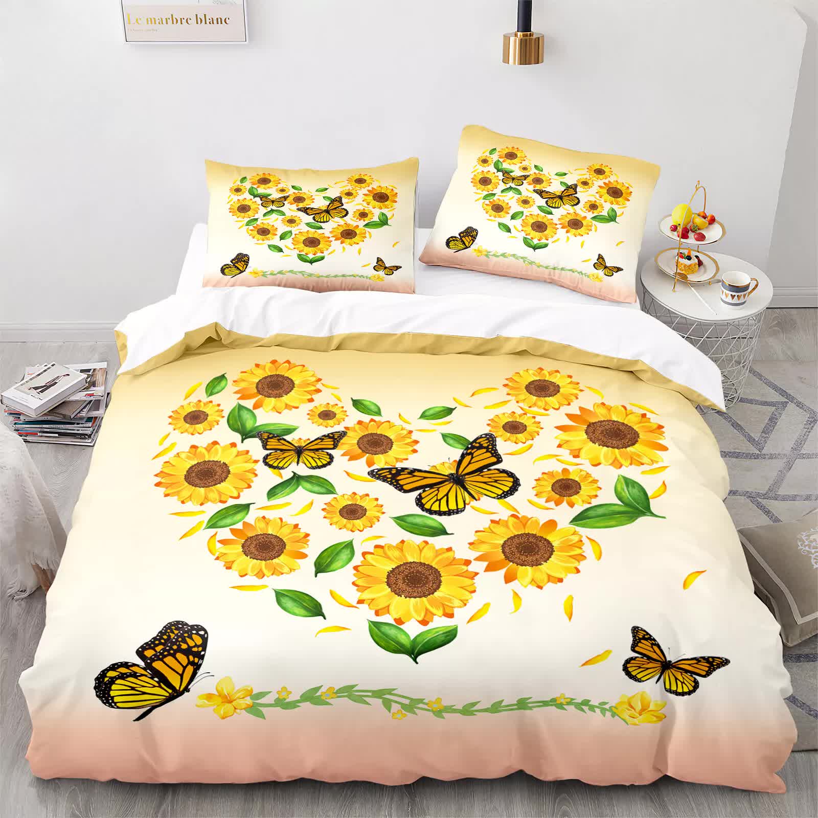 Quilts & Duvets: Airy Loft butterfly floral 3‑Piece Comforter Bundle  Relaxed