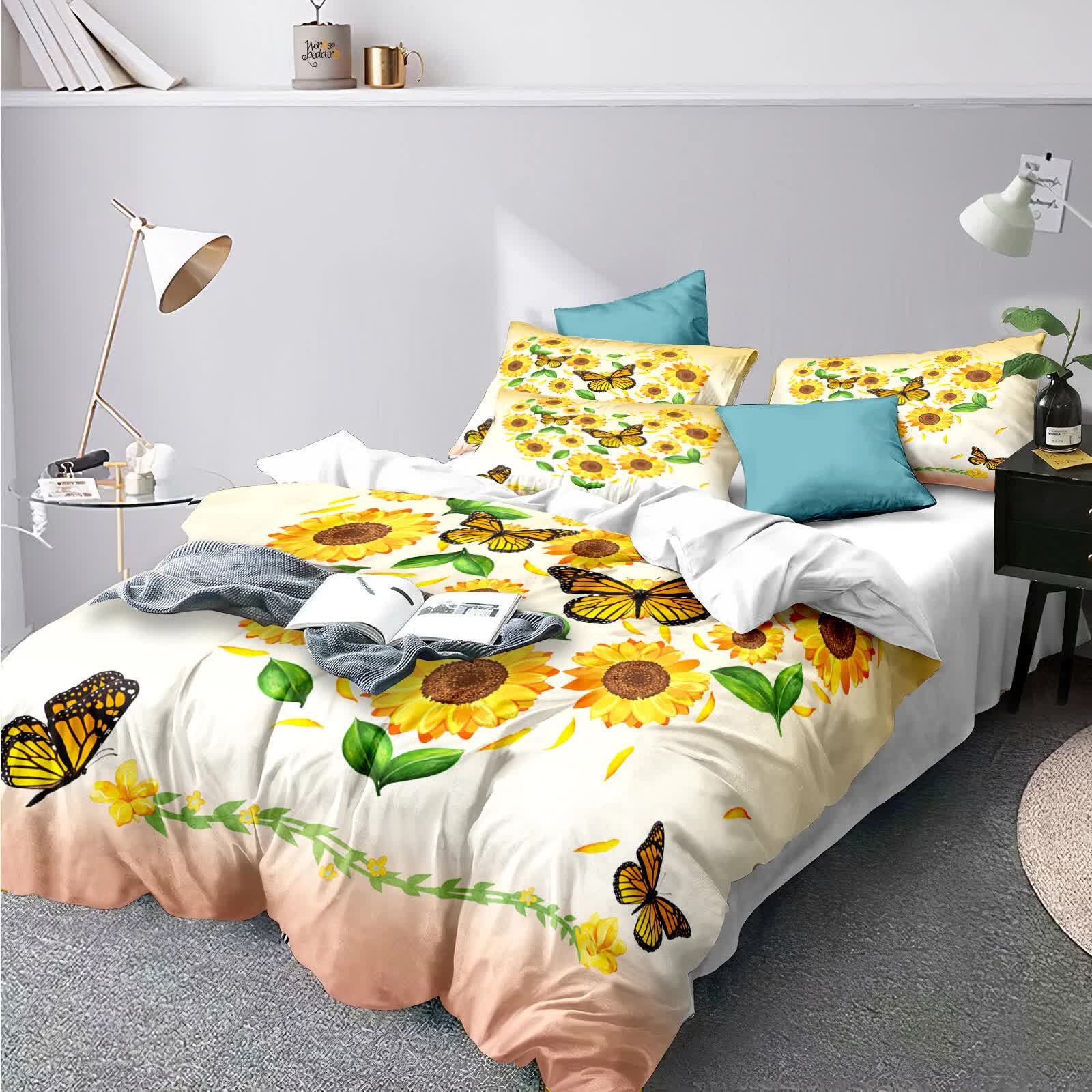 Quilts & Duvets: Airy Loft butterfly floral 3‑Piece Comforter Bundle  Relaxed