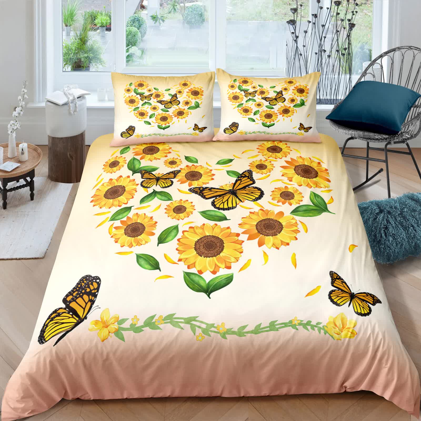 Quilts & Duvets: Airy Loft butterfly floral 3‑Piece Comforter Bundle  Relaxed