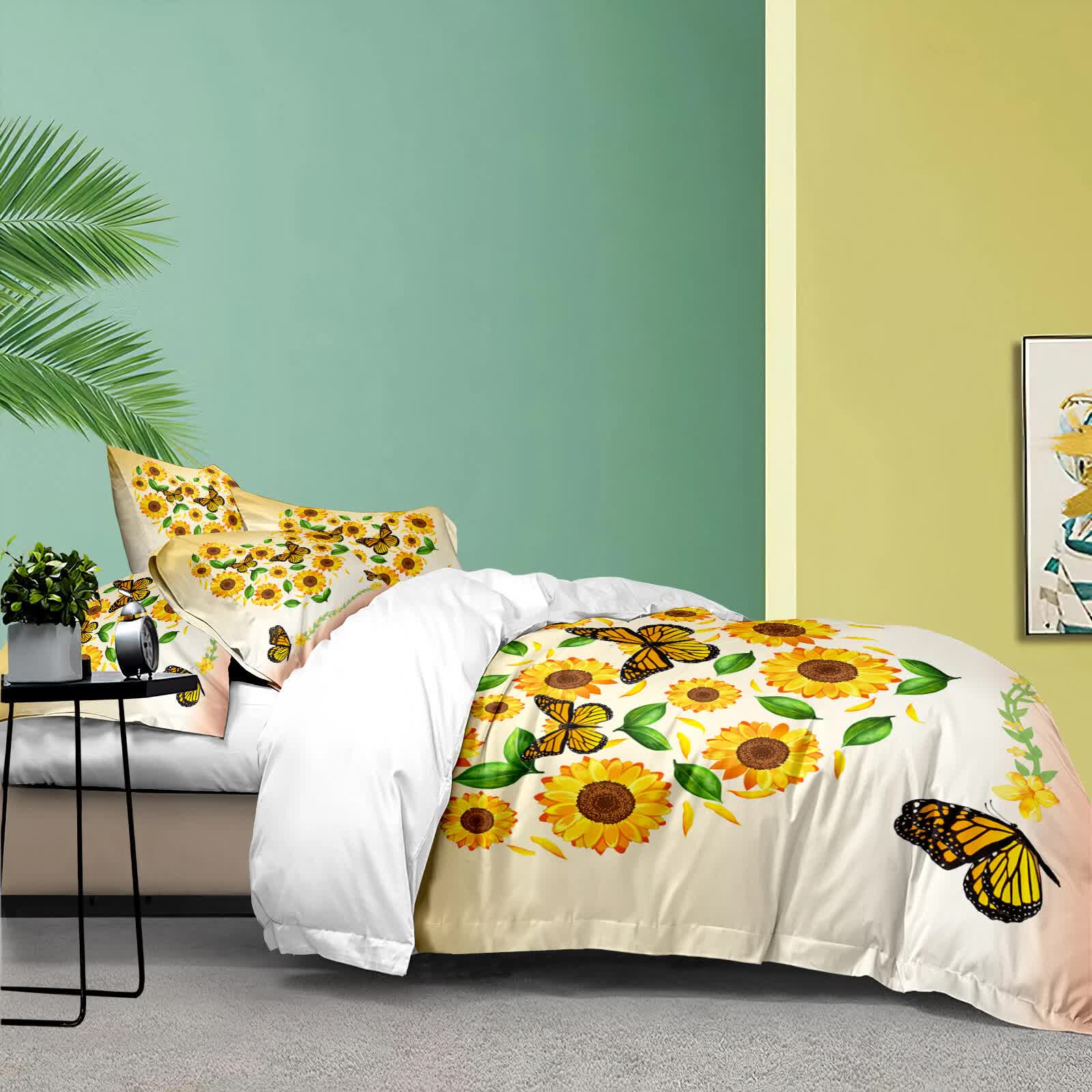 Quilts & Duvets: Airy Loft butterfly floral 3‑Piece Comforter Bundle  Relaxed