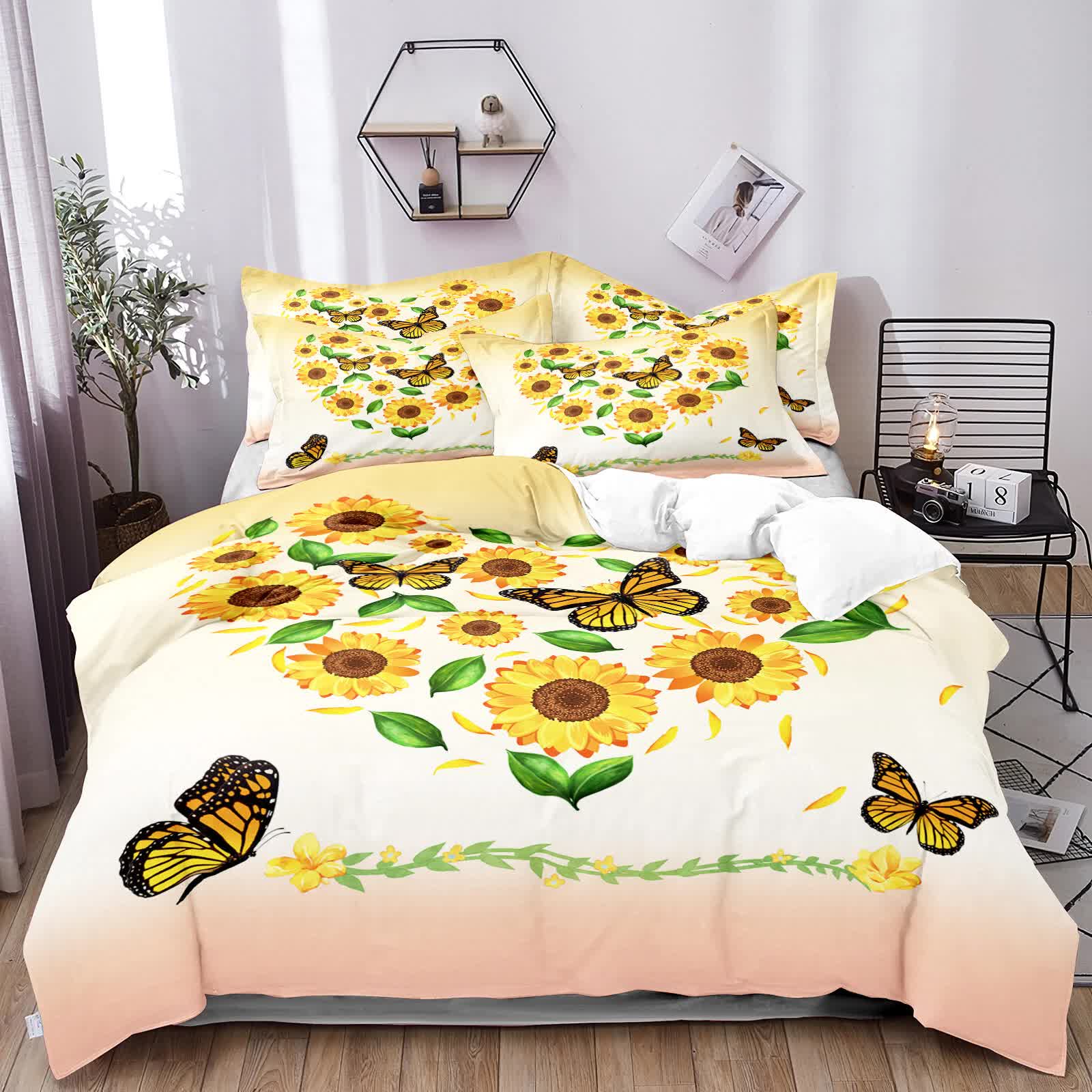 Quilts & Duvets: Airy Loft butterfly floral 3‑Piece Comforter Bundle  Relaxed