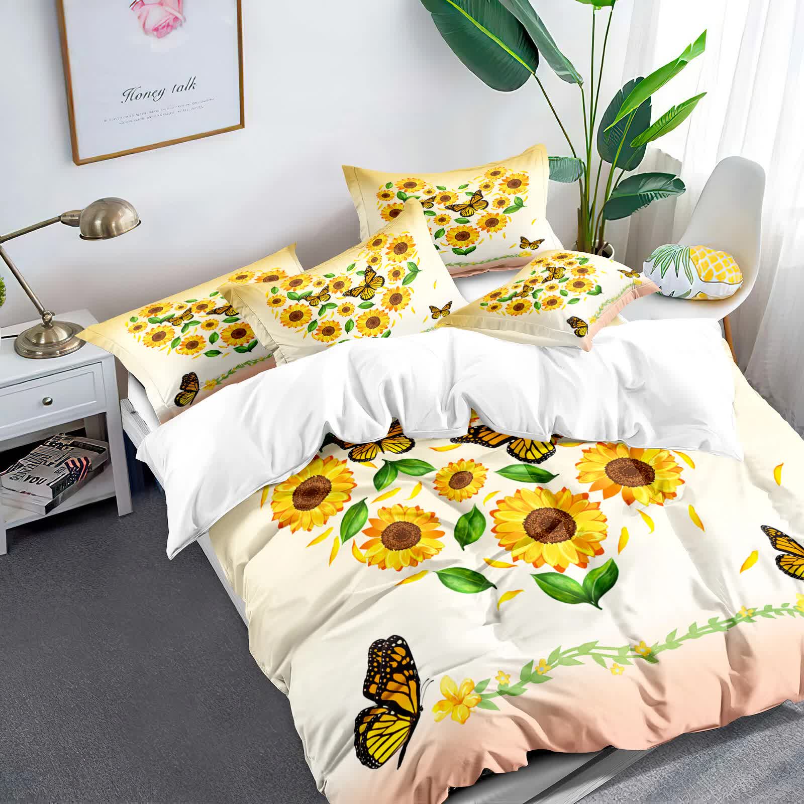 Quilts & Duvets: Airy Loft butterfly floral 3‑Piece Comforter Bundle  Relaxed