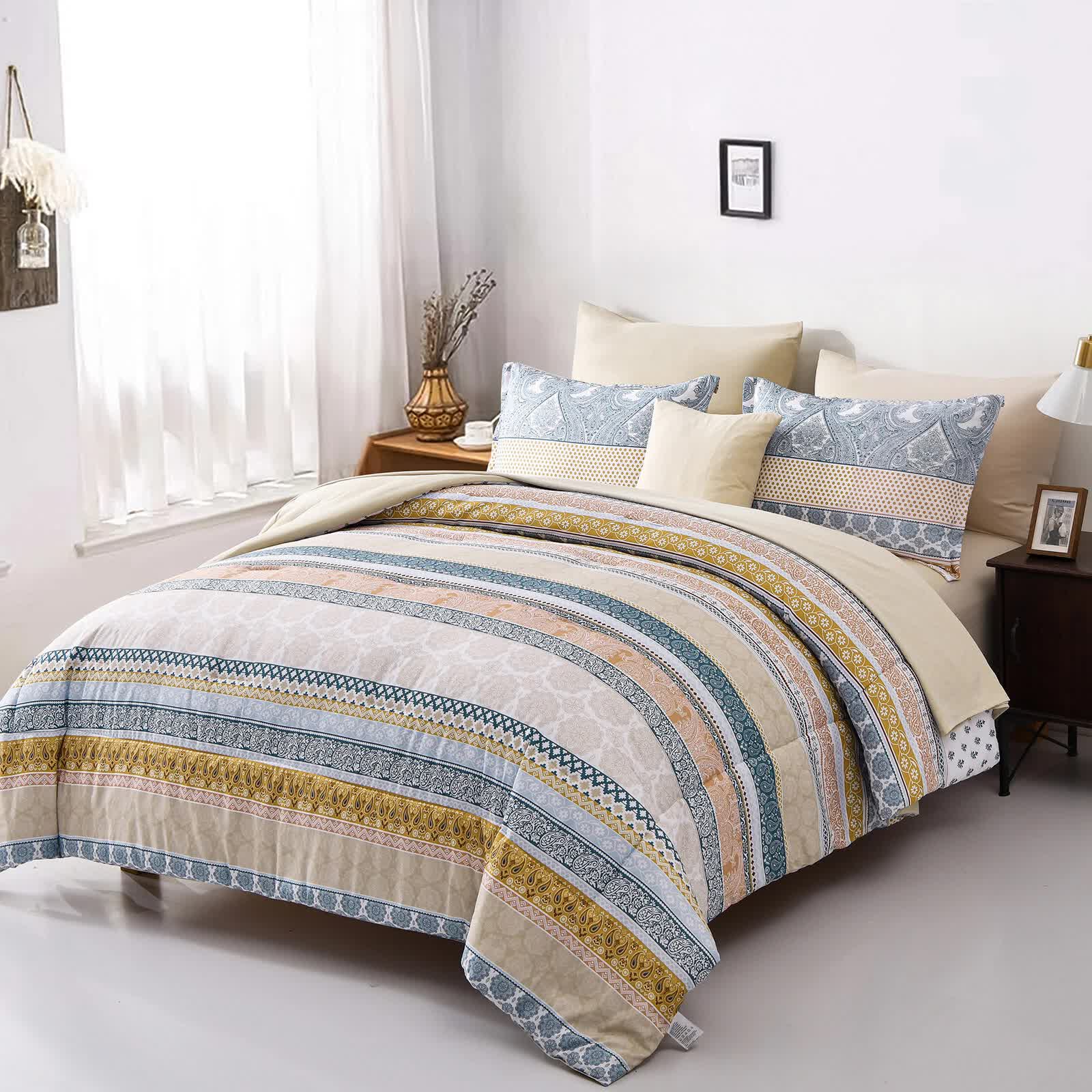 Quilts & Duvets: Luxe Loft Boho Quilted Comforter & Shams  Trending 3‑Piece Set