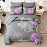 Quilts & Duvets: Cloud Nine grey purple Bedding  3‑Piece Comforter Set for Everyday Chill