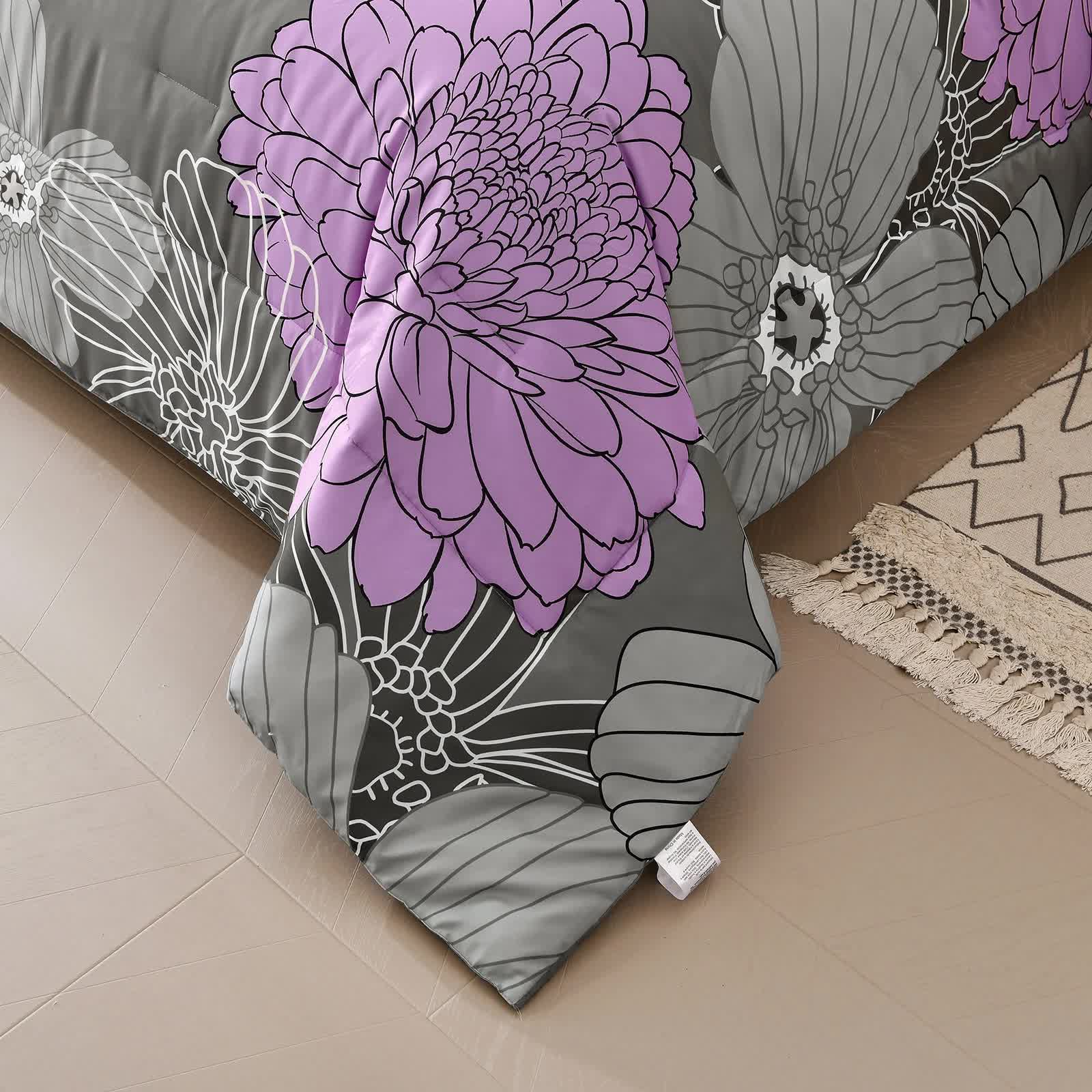 Quilts & Duvets: Cloud Nine grey purple Bedding  3‑Piece Comforter Set for Everyday Chill