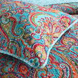 Quilts & Duvets: Blue Teal Boho Print Bedspread Quilt Set + Pillowcases