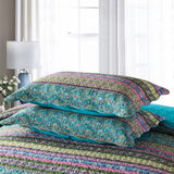 Quilts & Duvets: Grenn Teal Boho style Printed Bedspread Quilt Set + Pillowcases