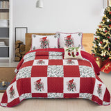 Quilts & Duvets: Elegant Red, greem & White Christmas Queen Bedspread Set