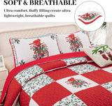 Quilts & Duvets: Elegant Red, greem & White Christmas Queen Bedspread Set