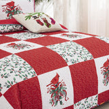 Quilts & Duvets: Elegant Red, greem & White Christmas Queen Bedspread Set