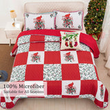 Quilts & Duvets: Elegant Red, greem & White Christmas Queen Bedspread Set