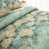 Quilts & Duvets: Meadow Butterfly Green Quilted Bedspread Set with Floral Details and Pillowcases
