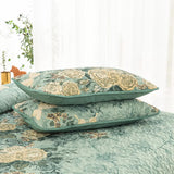 Quilts & Duvets: Meadow Butterfly Green Quilted Bedspread Set with Floral Details and Pillowcases