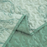 Quilts & Duvets: Meadow Butterfly Green Quilted Bedspread Set with Floral Details and Pillowcases