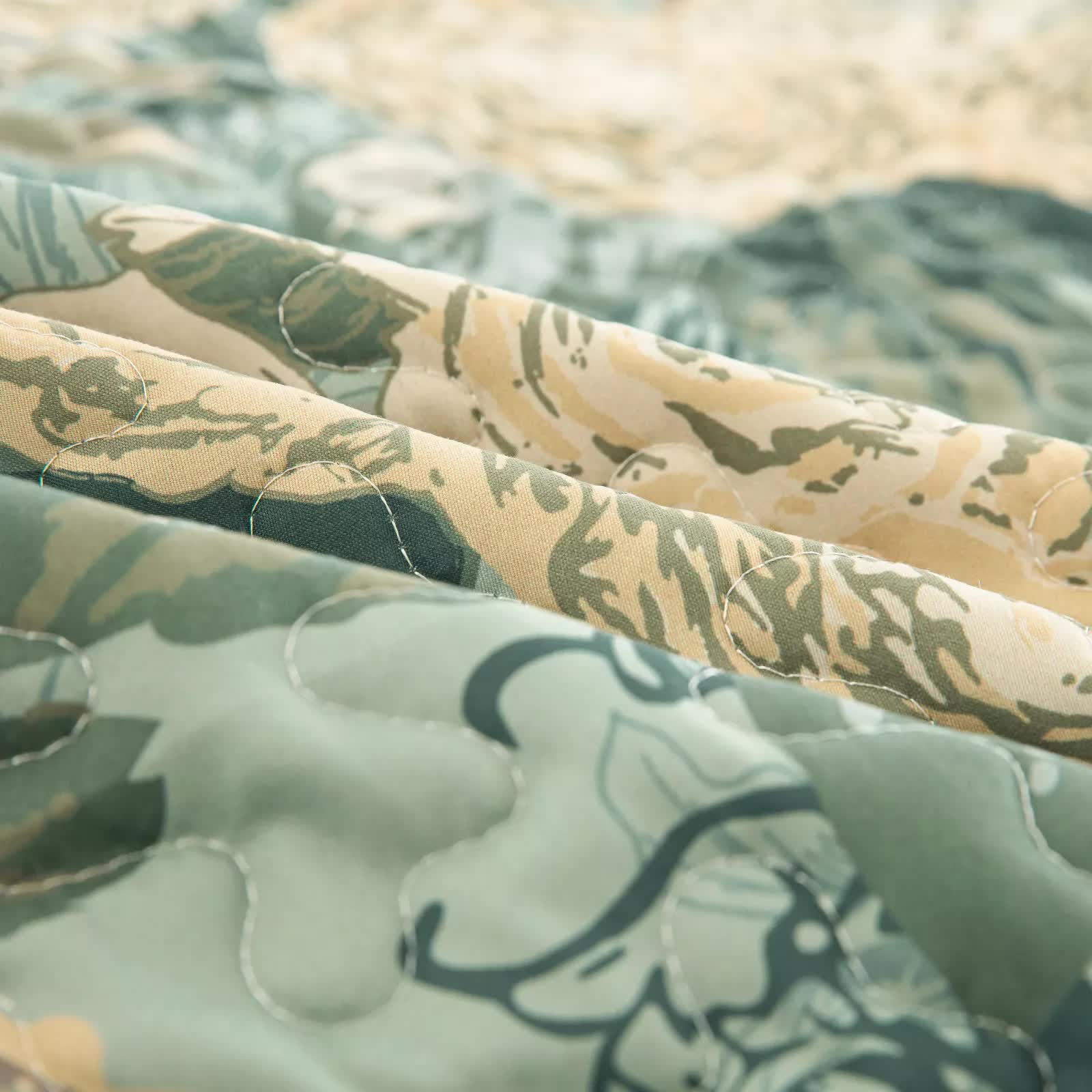 Quilts & Duvets: Meadow Butterfly Green Quilted Bedspread Set with Floral Details and Pillowcases