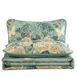 Quilts & Duvets: Meadow Butterfly Green Quilted Bedspread Set with Floral Details and Pillowcases