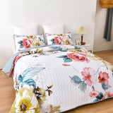 Blankets & Throws: Vibrant Quilted Bedspread and Pillowcases Set: Add Color and Comfort to Your Space - Queen size