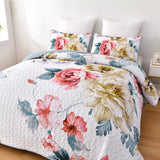 Blankets & Throws: Vibrant Quilted Bedspread and Pillowcases Set: Add Color and Comfort to Your Space - Queen size