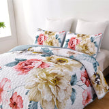 Blankets & Throws: Vibrant Quilted Bedspread and Pillowcases Set: Add Color and Comfort to Your Space - Queen size