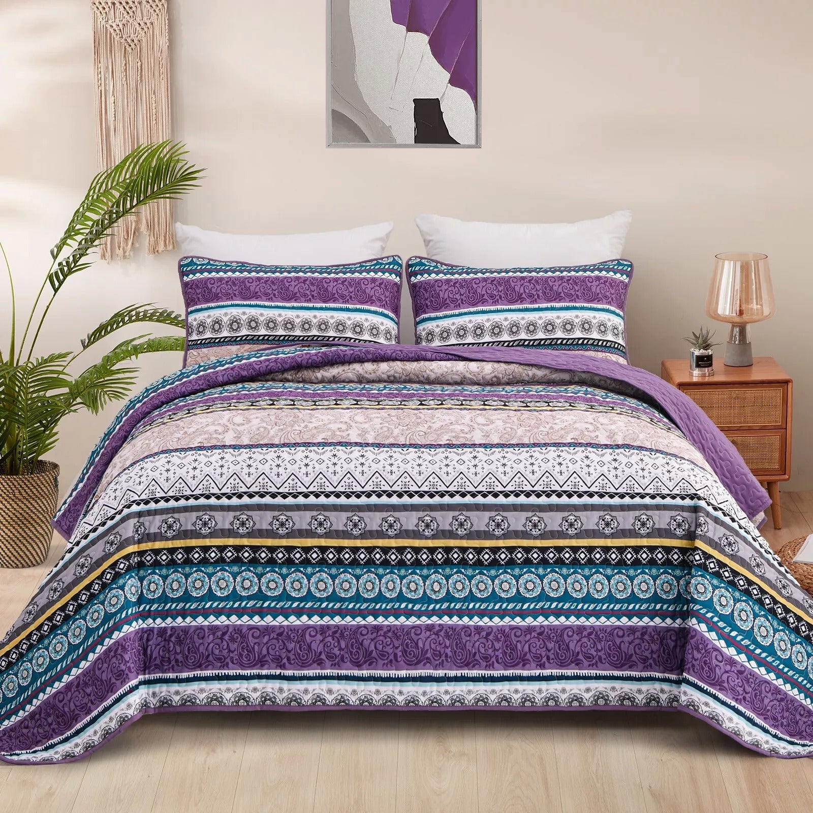 Blankets & Throws: Hygge Quilted bedspread and pillowcovers set: Embrace Cozy Living - Queen size