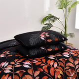 Quilts & Duvets: Black and Red  Leaves Quilted Bedspread & Pillowcase Set