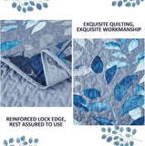 Quilts & Duvets: Blue Garden Coverlet Set with Quilted Floral Pattern and Pillowcases
