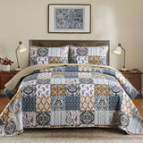 Quilts & Duvets: Retro Charm Queen Bedspread Set with Bold Checkered Design
