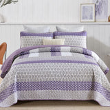 Quilts & Duvets: Bohemian Purple and White Quilted Bedspread or Coverlet Set and matching pillowcases