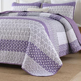 Quilts & Duvets: Bohemian Purple and White Quilted Bedspread or Coverlet Set and matching pillowcases