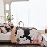 Quilts & Duvets: Blossom Trio Quilted Coverlet Set with Pillowcases (Black, Red & Pink