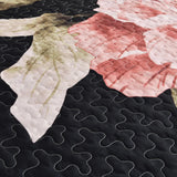 Quilts & Duvets: Blossom Trio Quilted Coverlet Set with Pillowcases (Black, Red & Pink