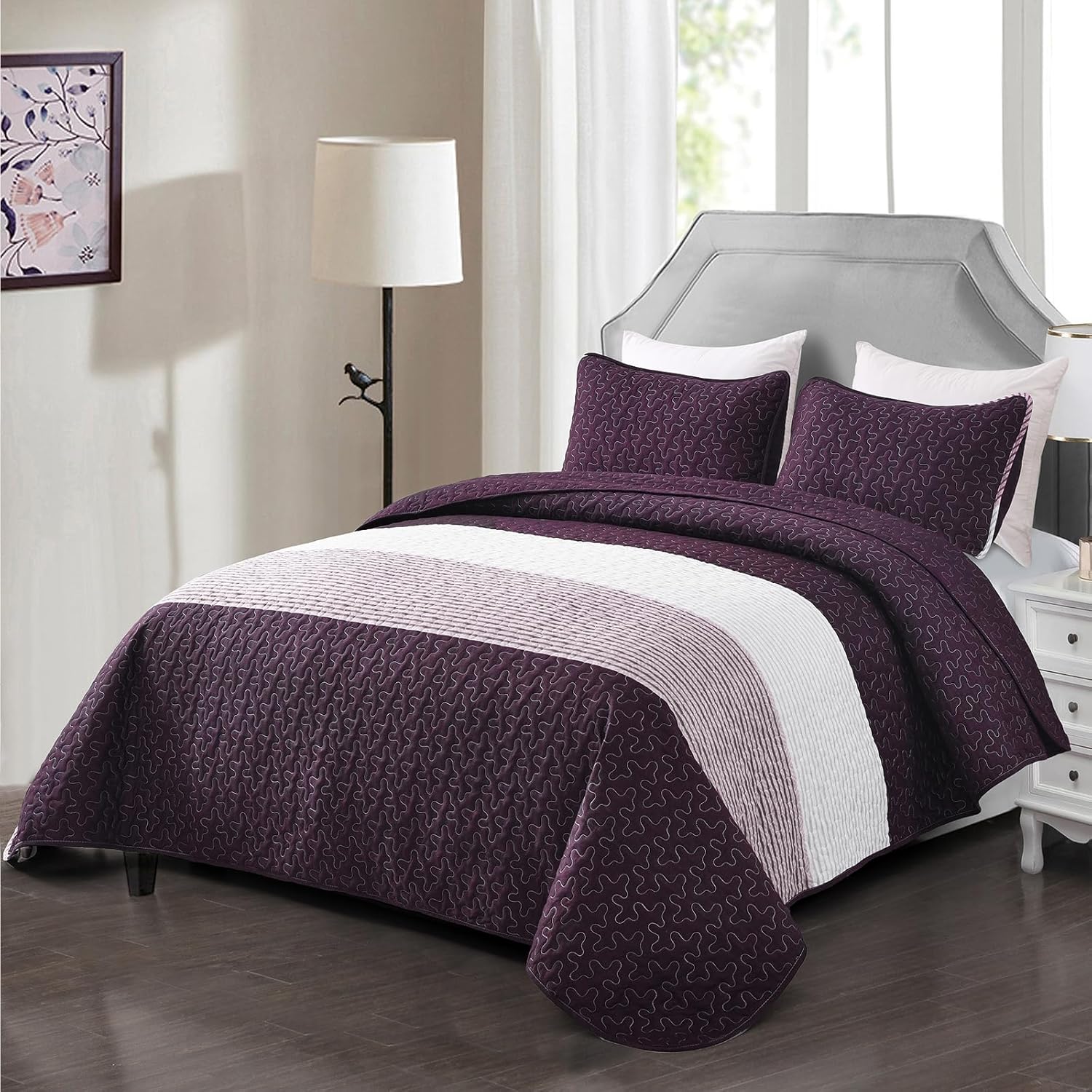 Blankets & Throws: Radiant Quilted coverlet and pillowcovers set: Brighten Any Room - Queen size