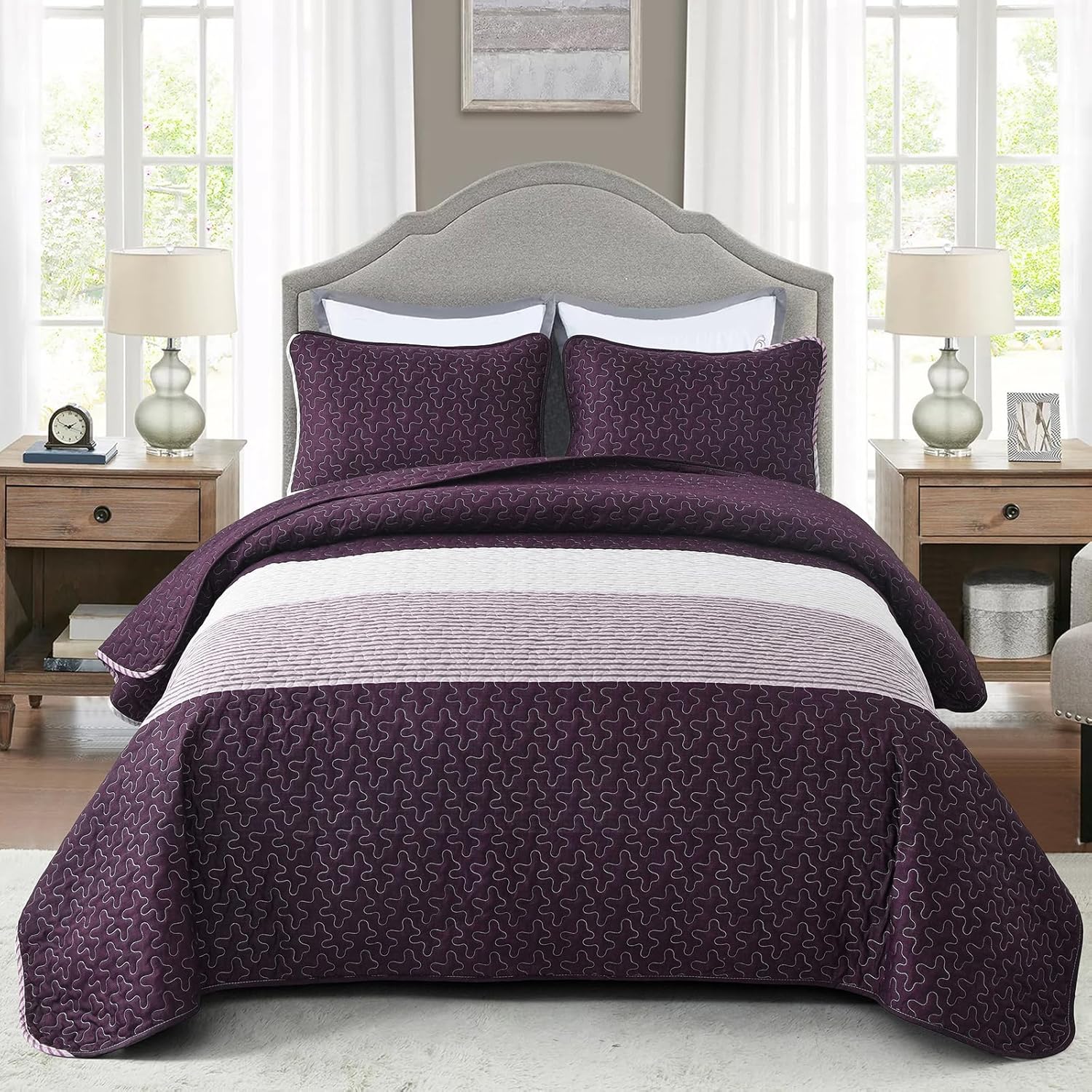 Blankets & Throws: Radiant Quilted coverlet and pillowcovers set: Brighten Any Room - Queen size
