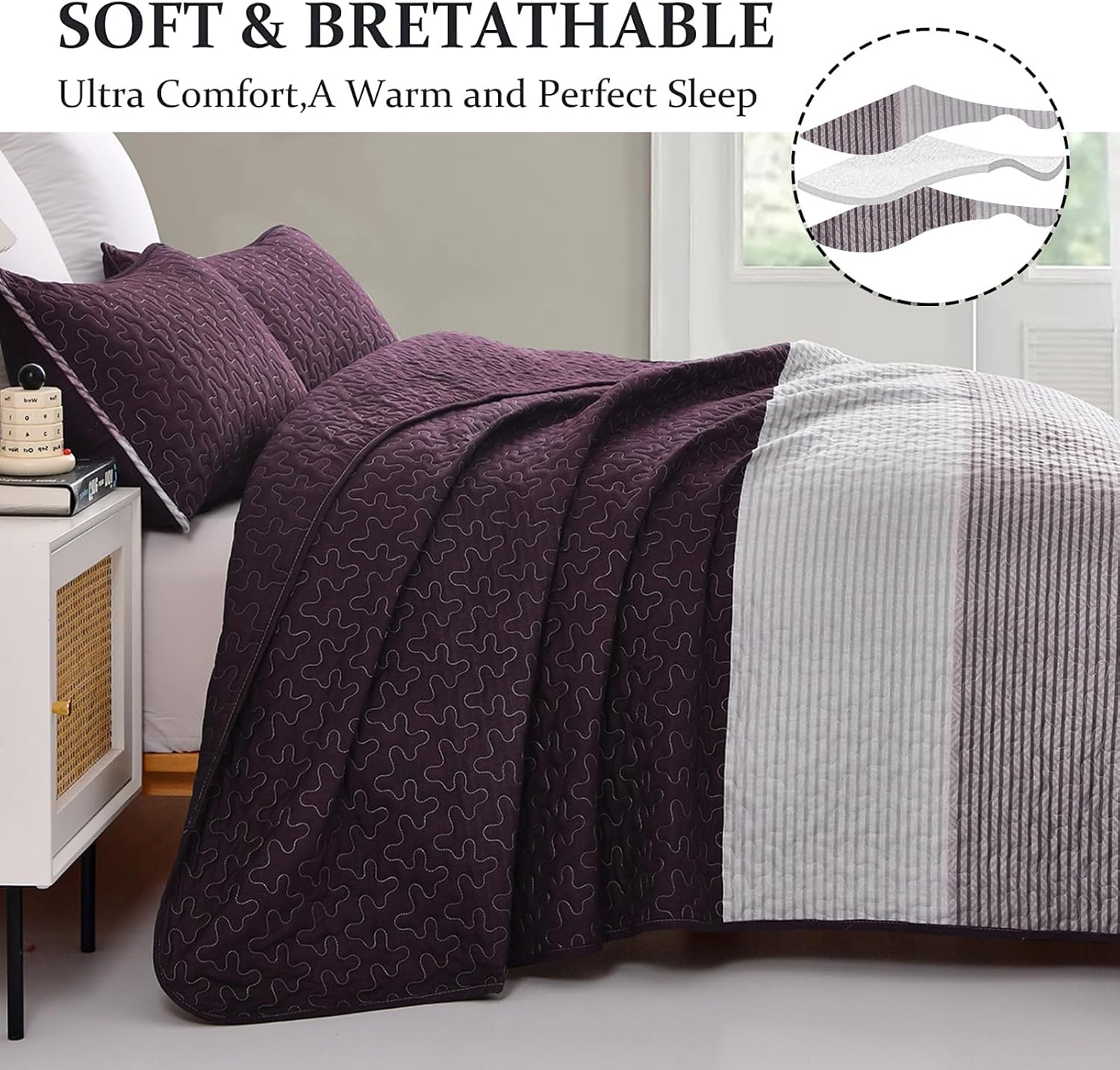 Blankets & Throws: Radiant Quilted coverlet and pillowcovers set: Brighten Any Room - Queen size