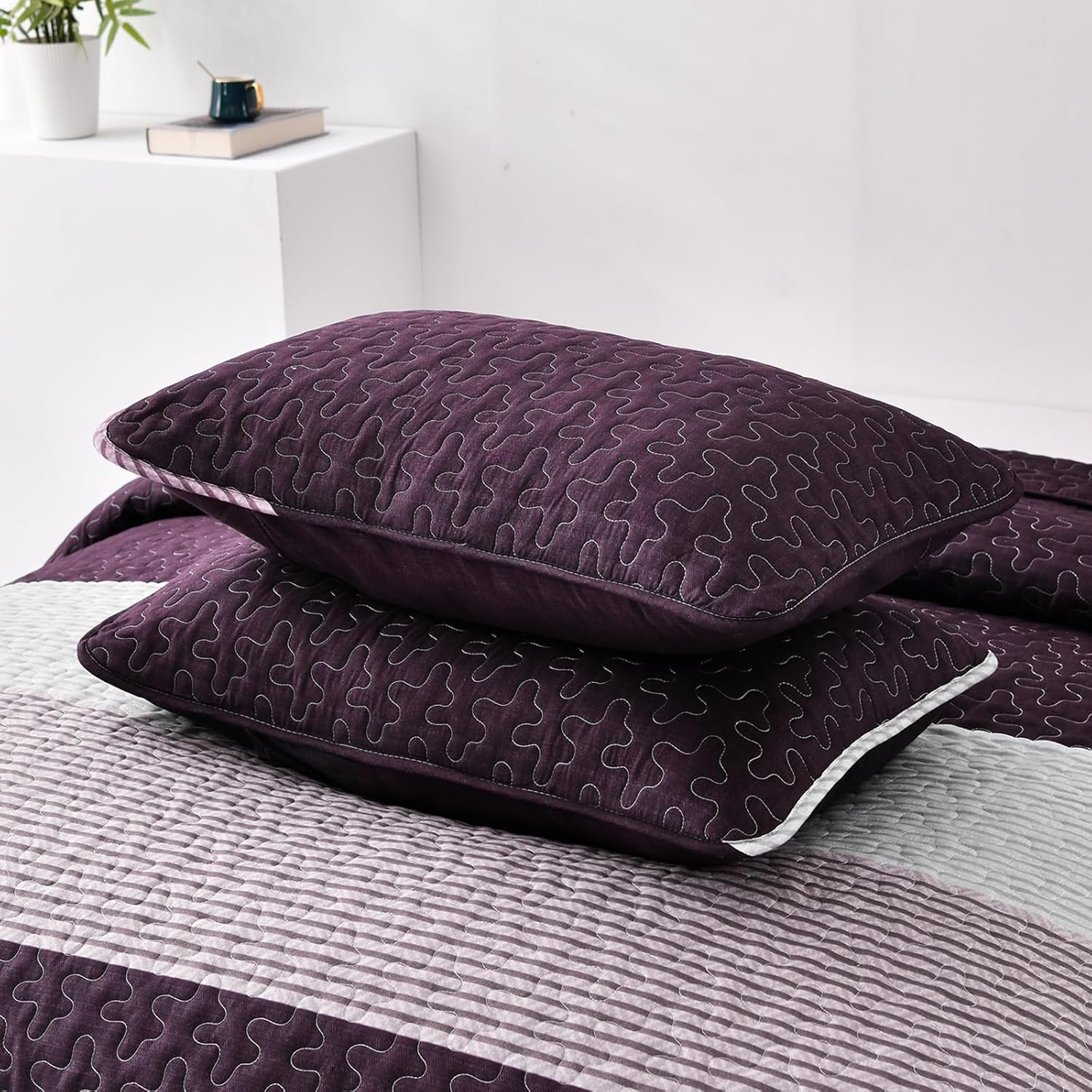 Blankets & Throws: Radiant Quilted coverlet and pillowcovers set: Brighten Any Room - Queen size
