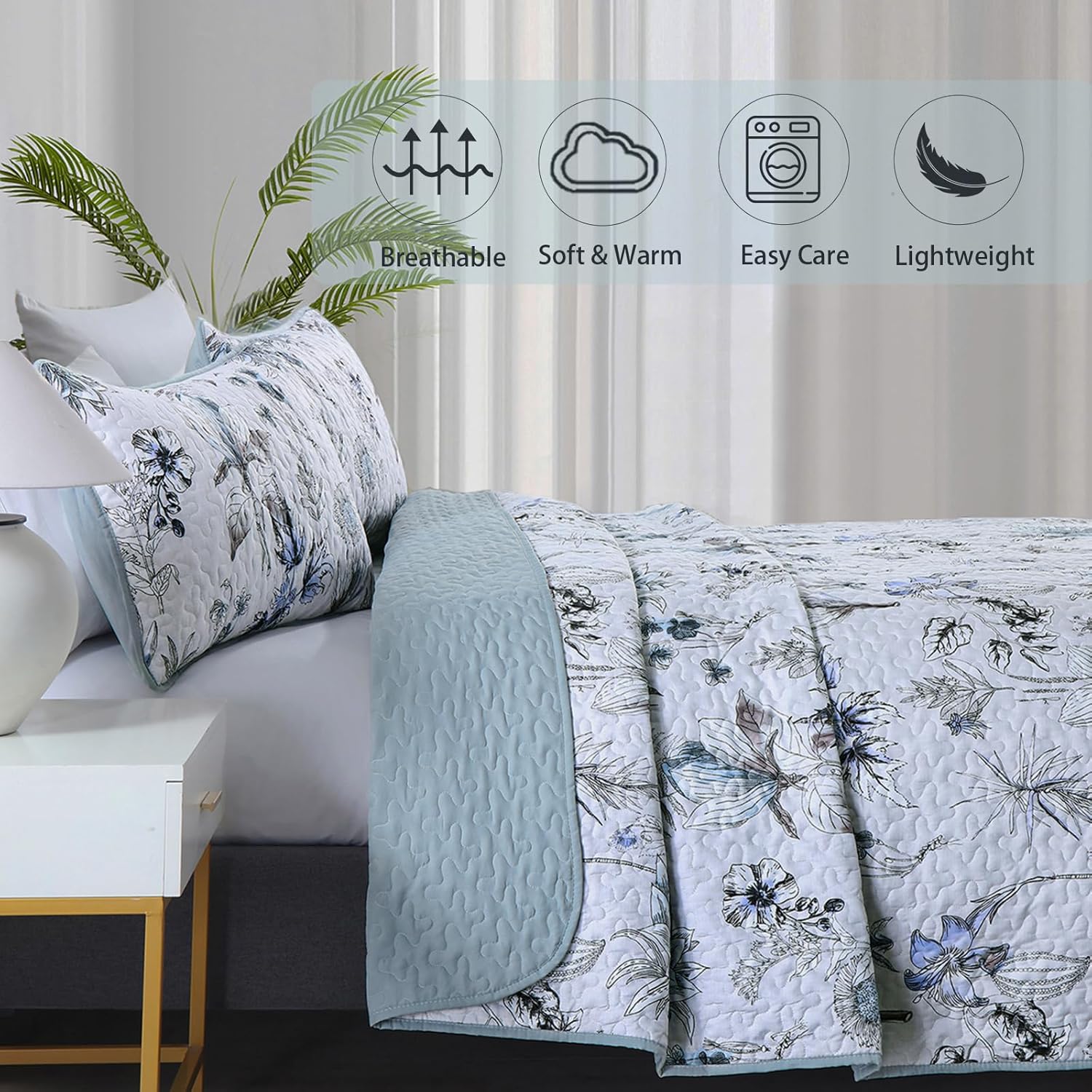 Blankets & Throws: Yearning Quilted coverlet and pillowcovers set: For a Better Night's Sleep - Queen size