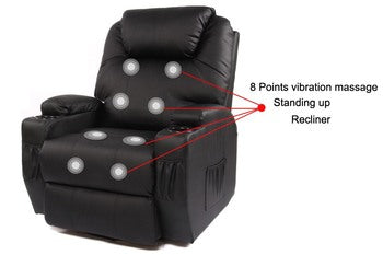 Sofas & Sofa Beds: Recliner Lift Heat Massage Armchair Sofa Leather 2 Motor Chair Black