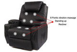 Sofas & Sofa Beds: Recliner Lift Heat Massage Armchair Sofa Leather 2 Motor Chair Black
