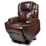 Sofas & Sofa Beds: Recliner Lift Heat Massage Armchair Sofa Leather 2 Motor Chair Brown