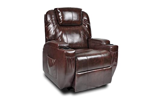 Sofas & Sofa Beds: Recliner Lift Heat Massage Armchair Sofa Leather 2 Motor Chair Brown