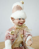 Christmas Decorations: LUXURY CHRISTMAS ELF PINK GOLD 51CM