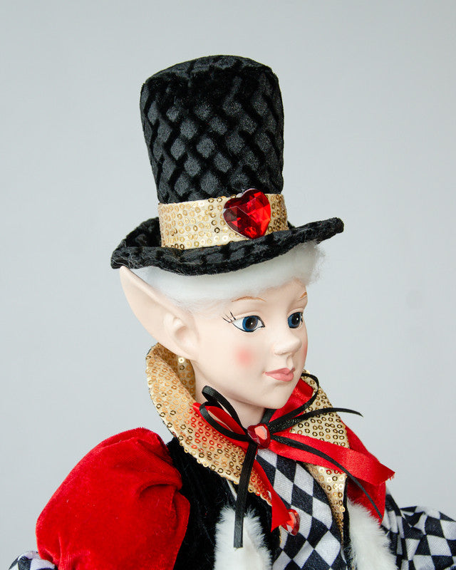 Christmas Decorations: LUXURY CHRISTMAS CAROLLER ELF BLACK/RED 65CM