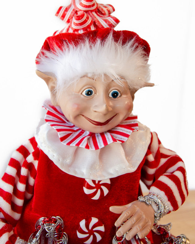 Christmas Decorations: CHRISTMAS CANDY STRIPE BOY ELF RD/WH 65CM