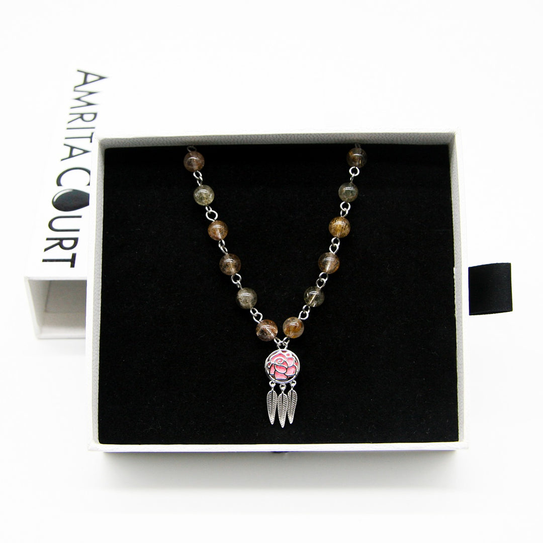 Women's Jewellery: Gift Box - Rose White Gold Aroma Necklace + Purify Oil Blend
