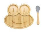 Nursing & Feeding: Bamboo Kids Children Baby Plate Bowl & Silicon Suction Cap Base & Spoon - Frog