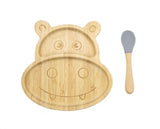 Nursing & Feeding: Bamboo Kids Children Baby Plate Bowl & Silicon Suction Cap Base & Spoon - Hippo