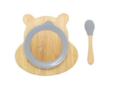 Nursing & Feeding: Bamboo Kids Children Baby Plate Bowl & Silicon Suction Cap Base & Spoon - Hippo